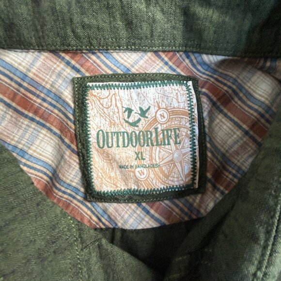 Outdoor Life Mens Green Long Sleeve Button-Up Shirt XL Cotton Lightweight NWOT - Picture 3 of 8